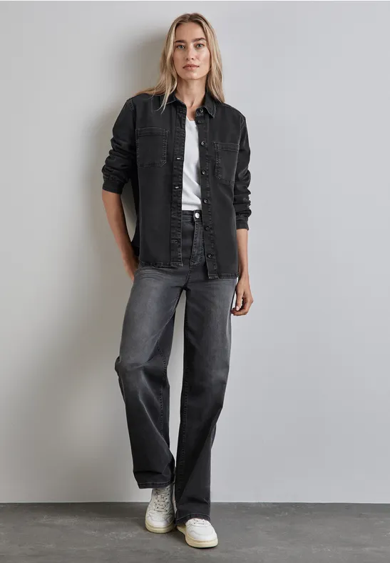 STREET-ONE Jeanshemd für Damen in Schwarz | STREET-ONE