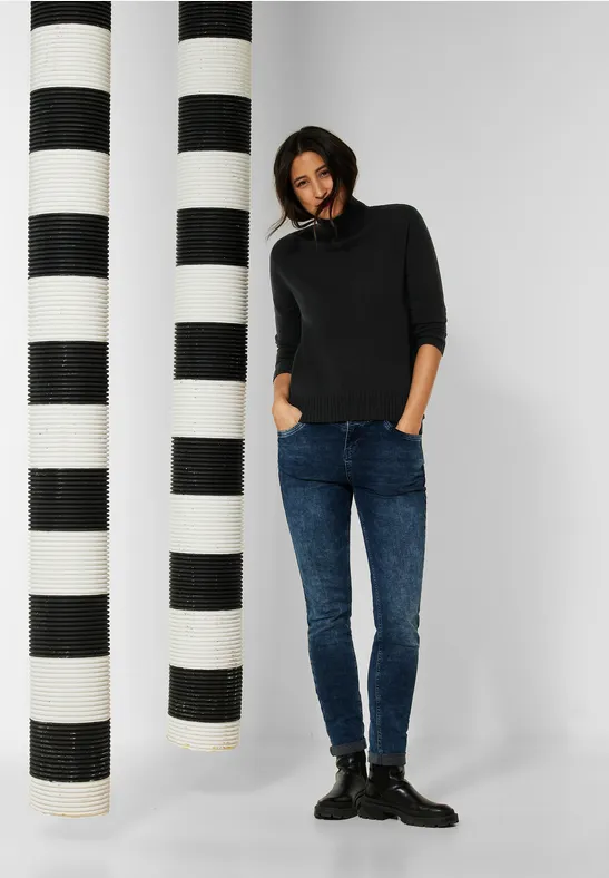 Pull Femme Street One Col Bateau - Tricot Doux Viscose/coton - Manches Longues - Coloris Variés