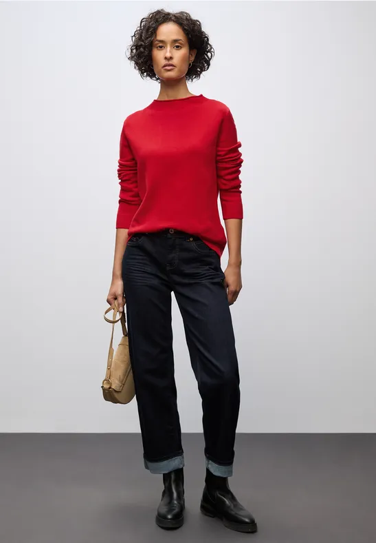 Damenpullover Rollkragenpullover Weinrot Damen Langarm Pullover