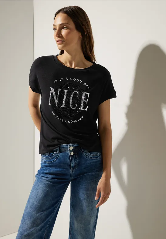 STREET-ONE Artwork Shirt für Damen in Grau | STREET-ONE