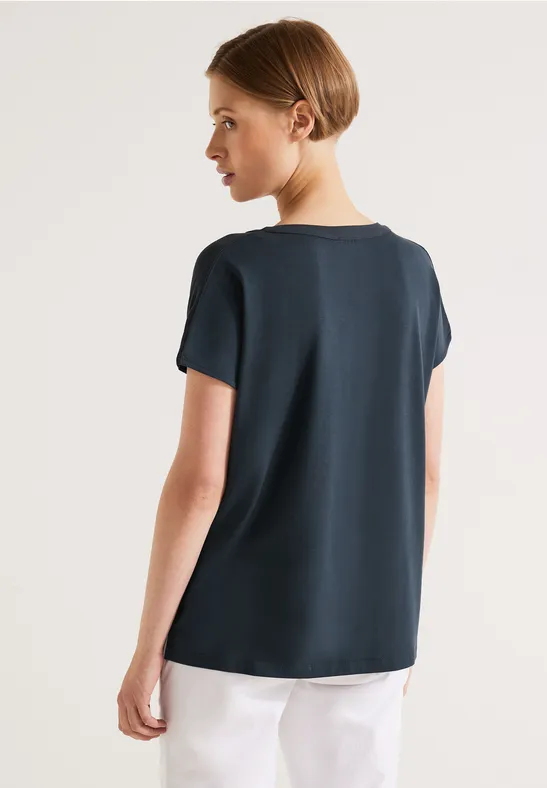 STREET-ONE Materialmix T-Shirt für Damen in Grün | STREET-ONE 