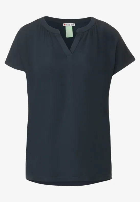 STREET-ONE Materialmix T-Shirt für Damen in Grün | STREET-ONE
