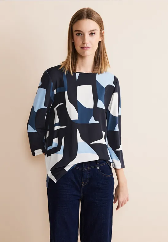 STREET-ONE Shirt mit grafischem Print für Damen in Blau | STREET-ONE