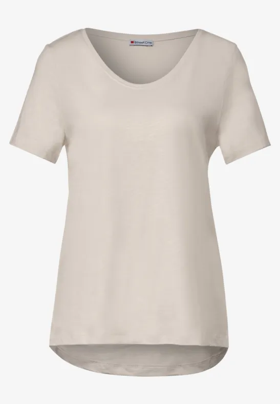 STREET-ONE Basic T-shirt voor dames in Beige GERDA STREET-ONE