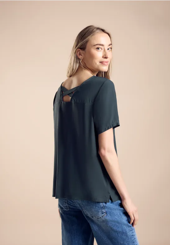 STREET-ONE Materialmix T-Shirt für Damen in Grün | STREET-ONE