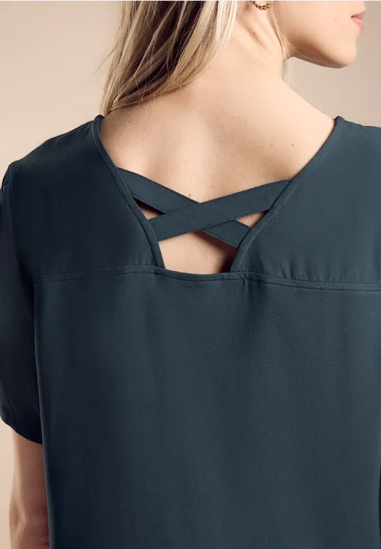 STREET-ONE Materialmix T-Shirt für Damen in Grün | STREET-ONE
