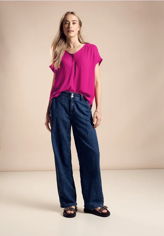 STREET-ONE Materialmix T-Shirt für Damen in Pink | STREET-ONE