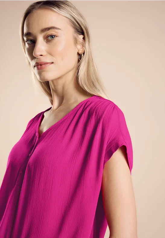 STREET-ONE Materialmix T-Shirt für Damen in Pink | STREET-ONE