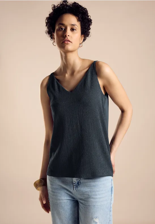 STREET-ONE Materialmix Top für Damen in Grün | STREET-ONE 