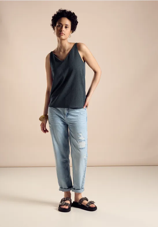 STREET-ONE Materialmix Top für Damen in Grün | STREET-ONE 