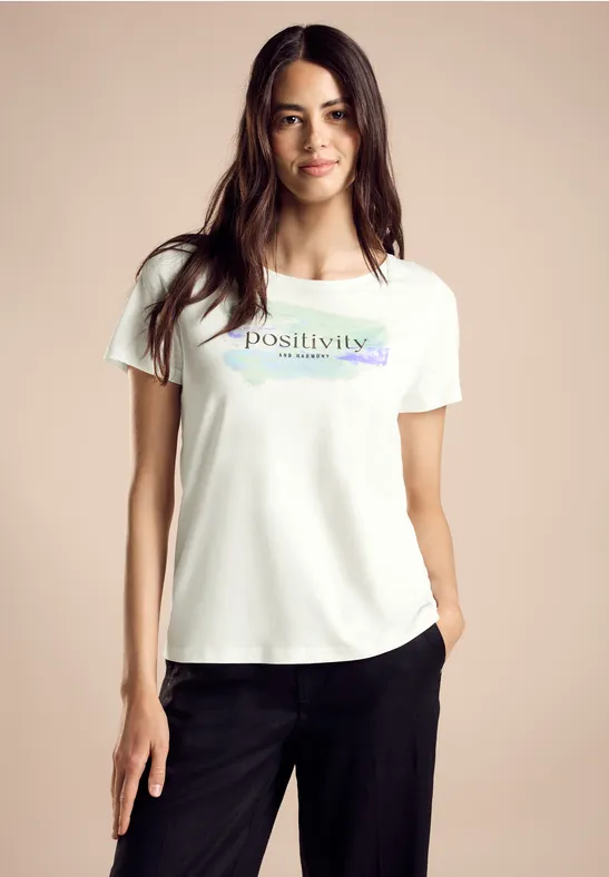 STREET-ONE T-shirt met print voor dames in Wit STREET-ONE