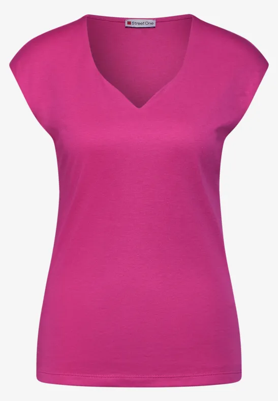 STREET-ONE T-shirt met hartvormige hals voor dames in Pink ADA