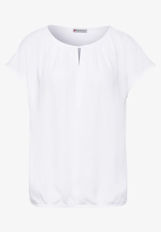 STREET-ONE Materialmix T-Shirt für Damen in Weiß | STREET-ONE