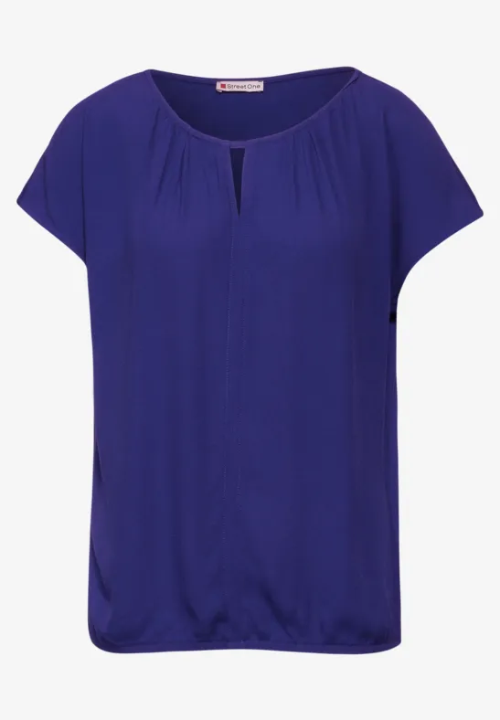 STREET-ONE Materialmix T-Shirt für Damen in Blau | STREET-ONE