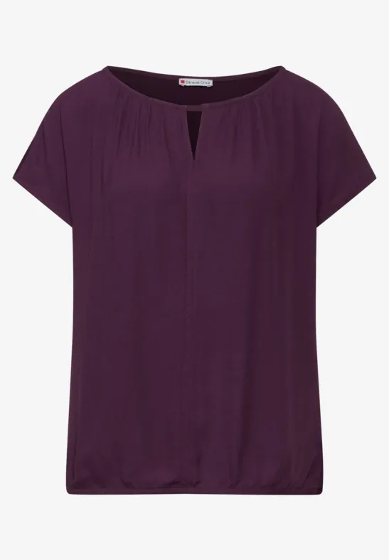 STREET-ONE Materialmix T-Shirt für Damen in Lila | STREET-ONE