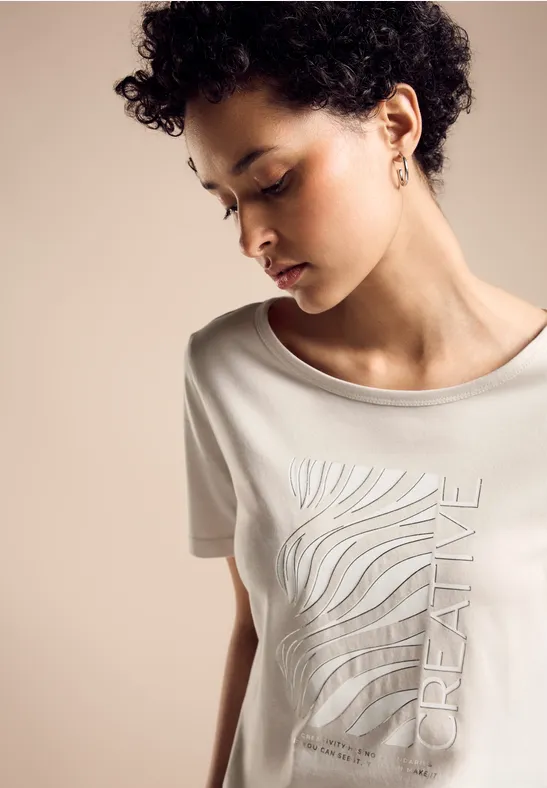 T-shirt artwork à paillettes pour femmes en Bleu