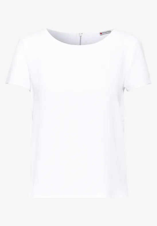 STREET-ONE Materialmix-T-Shirt für Damen in Weiß | STREET-ONE