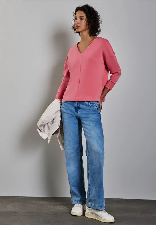 A323329 silk look structure v-neck | Street-One