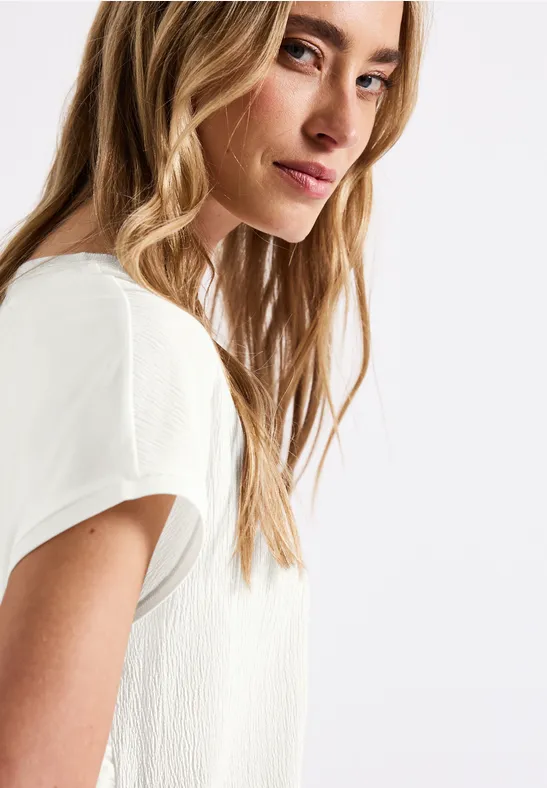Street One T-shirt à col structuré pour femmes en Bleu