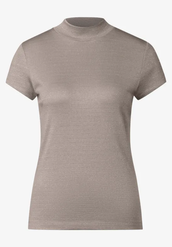 STREET-ONE T-shirt à rayures scintillantes pour femmes en Beige