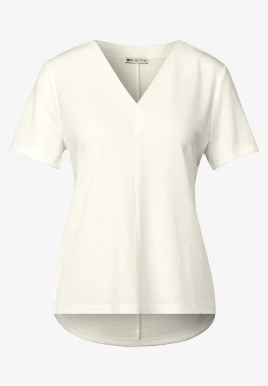 Basic shirt met V-hals voor dames in Beige