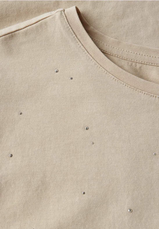 T-shirt Frenchurch Beige Et Argent - Taille 36-38 Style Street/skate - Occasion En Très Bon état