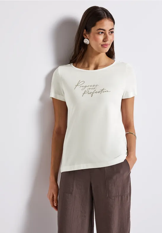 T-shirt Imprimé Avec Patte De Boutonnage Pour Femmes En