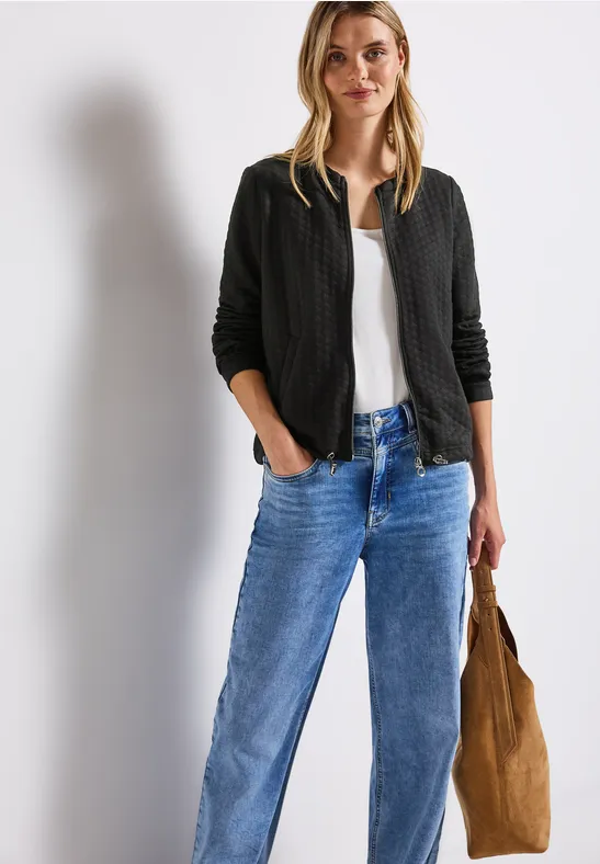 STREET-ONE Lichtgewicht gestructureerd jack voor dames in Zwart