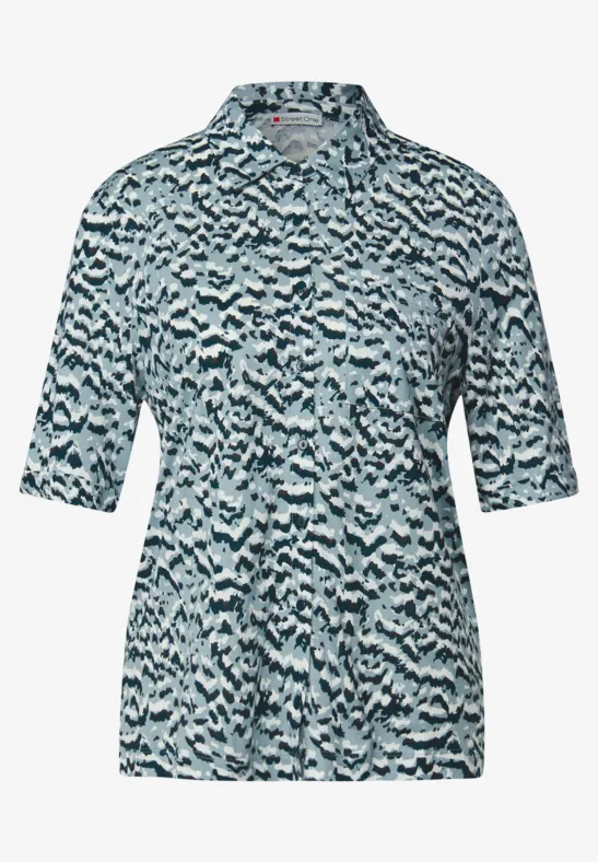 Street One Shirt mit Gallonstreifen - Arona Blue | - Cotton Blues