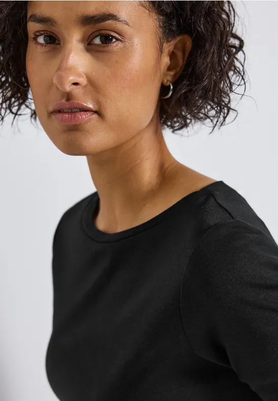 STREET-ONE T-shirt à Manches Longues Basique Pour Femmes En Blanc