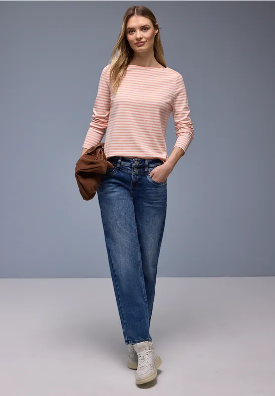 Gestreepte trui met structuur voor dames in Blauw