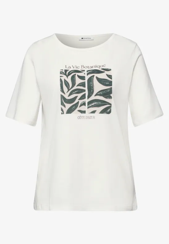 Shirt met ronde hals en kanten zakje voor dames in Wit | STREET- ONE
