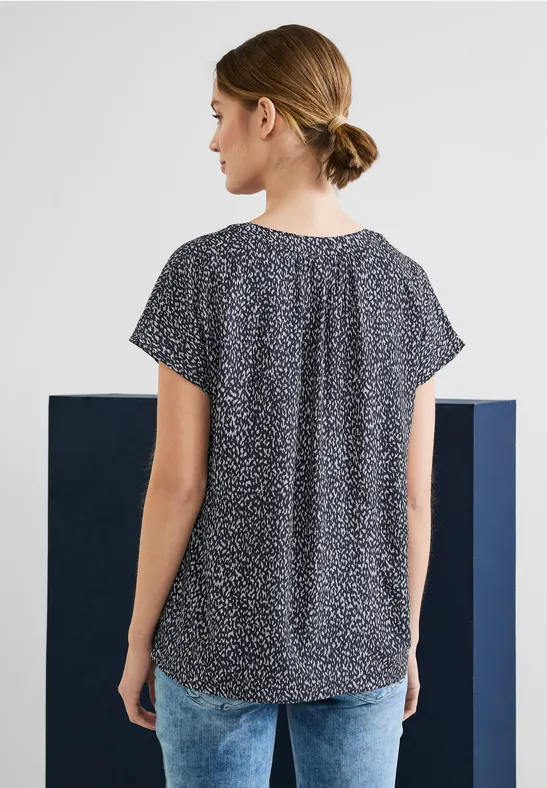 STREET-ONE Shirtbluse mit Minimalprint für Damen in Blau | STREET-ONE