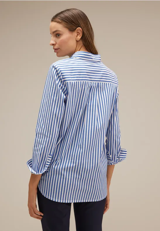 STREET-ONE Streifen Hemdbluse für Damen in Blau|Weiß | STREET-ONE 