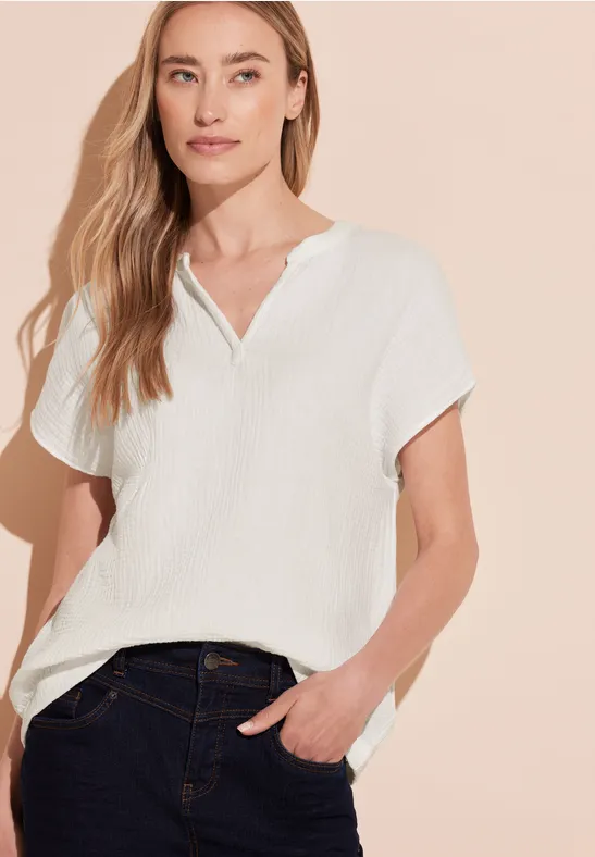 STREET-ONE Musselin Bluse für Damen in Weiß | STREET-ONE 