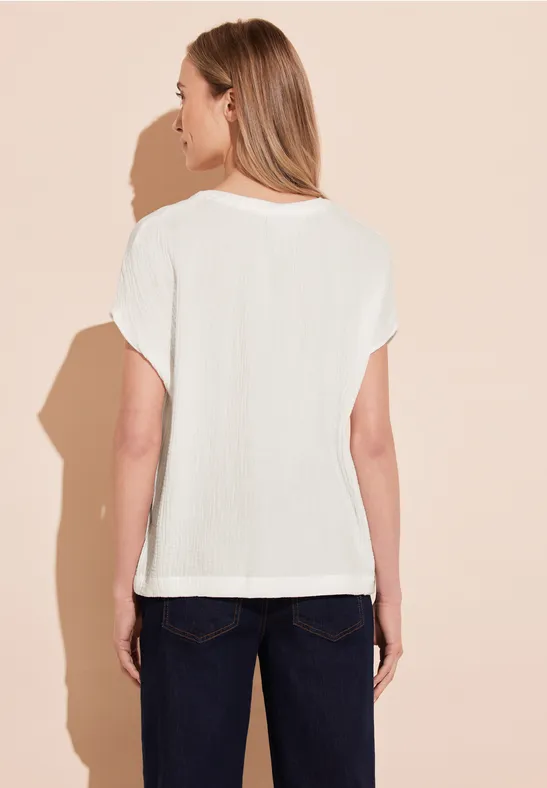 STREET-ONE Musselin Bluse für Damen in Weiß | STREET-ONE 