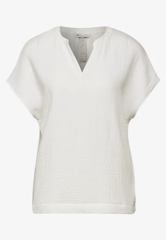STREET-ONE Musselin Bluse für Damen in Weiß | STREET-ONE 