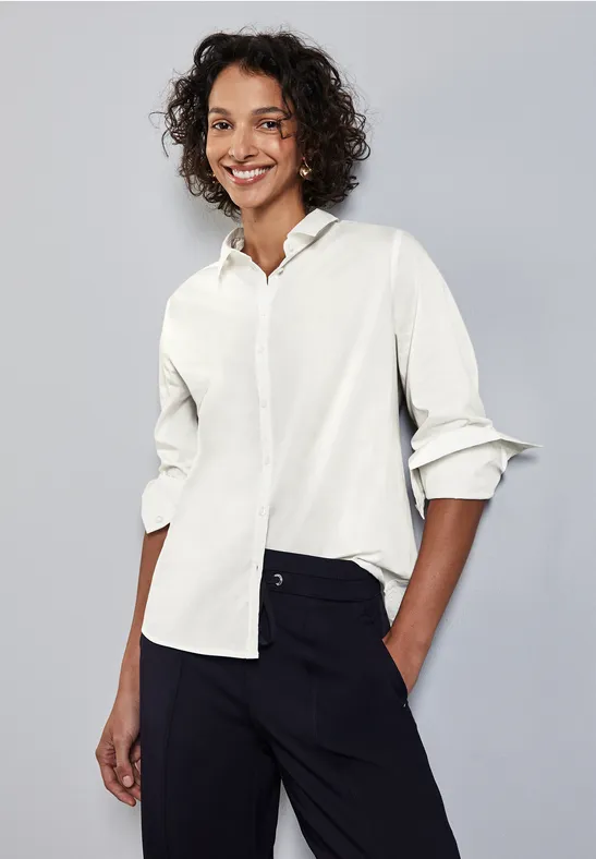 STREET-ONE Zakelijke blouse voor dames in Wit STREET-ONE