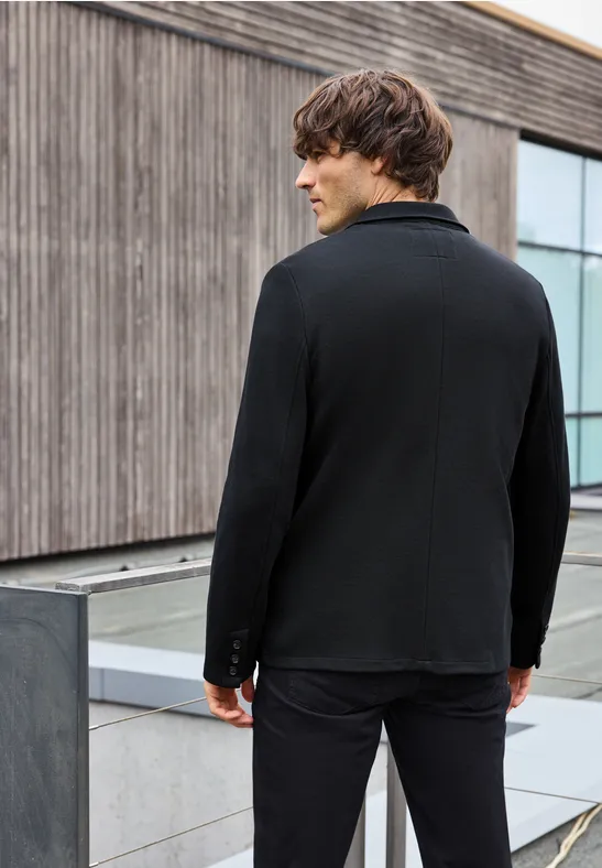 STREET-ONE Piqué Jersey Sakko für Herren in Schwarz | STREET-ONE
