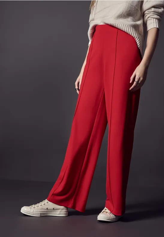 STREET-ONE Pantalon large pour femmes en Rouge STREET-ONE