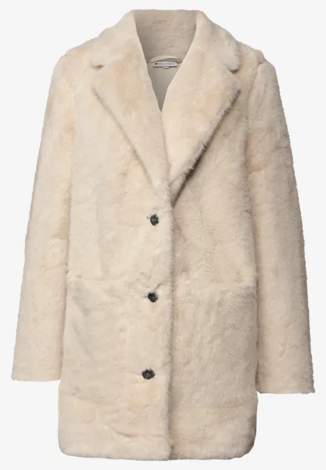 Manteau en fausse fourrure pastel sand