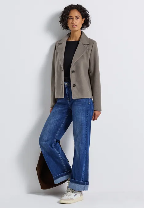 Veste courte à revers cosy Sandy Mocca Mel.