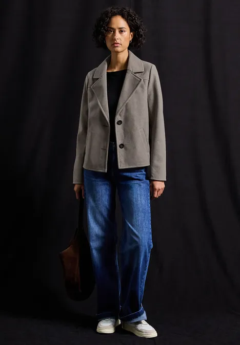 Veste courte à revers cosy Sandy Mocca Mel.