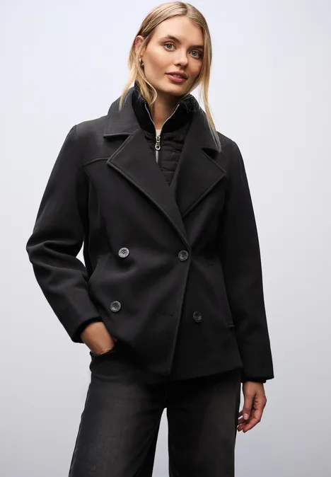 Caban jas met inleg Black
