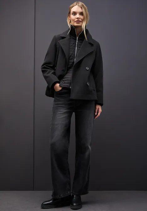 Caban jas met inleg Black