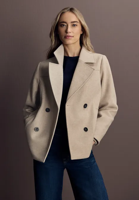 Cabanjacke mit Inlay Soft Sand Mel.