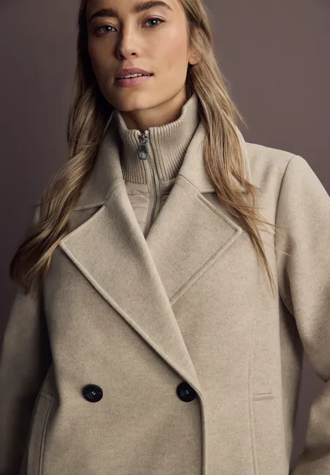 Cabanjacke mit Inlay Soft Sand Mel.
