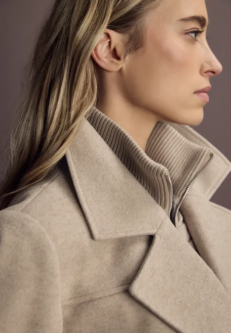 Cabanjacke mit Inlay Soft Sand Mel.