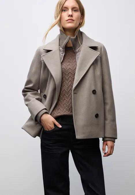 Cabanjacke mit Inlay Sandy Mocca Mel.