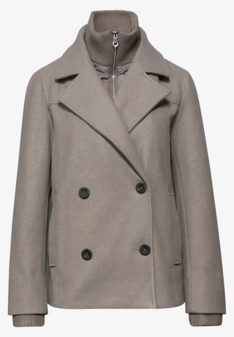 Cabanjacke mit Inlay Sandy Mocca Mel.